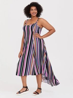 torrid Striped Multicolor High-Low Midi Dress